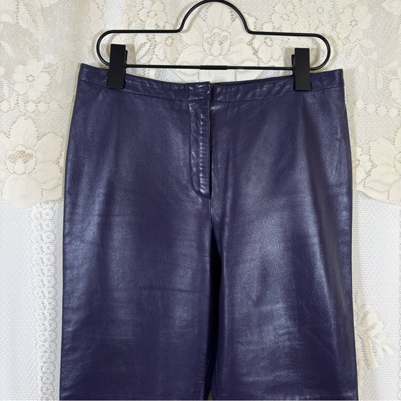 Vintage Danier Purple Leather Pants Biker High Rise Size Small 28 - Picture 5 of 11